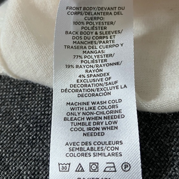 LOFT Off White Mixed Fabric Long Sleeve Scalloped Hem Blouse Size S - Picture 9 of 9